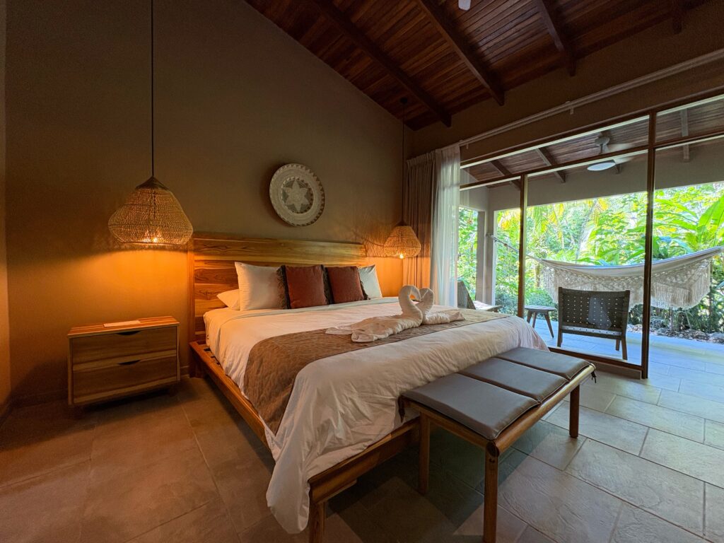 La Casita bungalow bedroom opening onto the garden