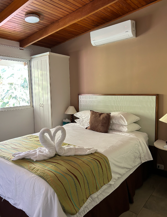 Queen bedroom in the three-bedroom apartment